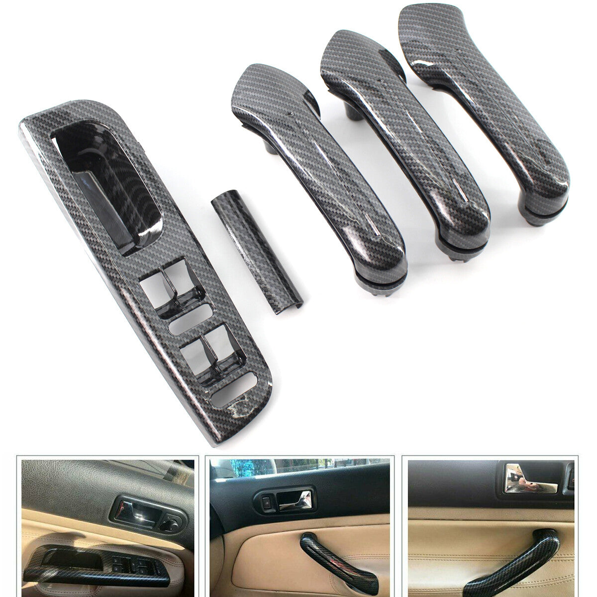 Carbon fiber interior door handle protection kit for Volkswagen for Jetta for Golf MK4 1999-2004