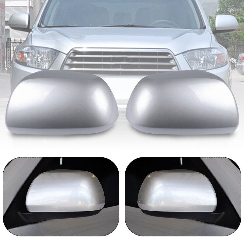 2x Left+Right Side Rearview Mirror Cover for Toyota Highlander 2008-2013 Silver
