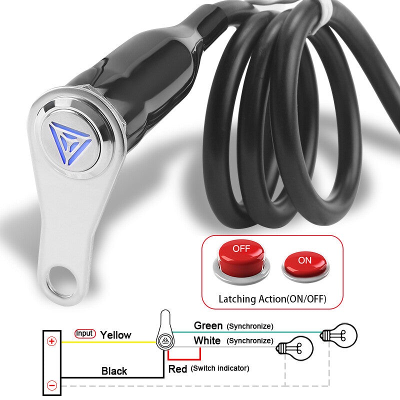 LED Motorcycle Switch ON-OFF Handlebar Headlight Warning Light Stainless Steel