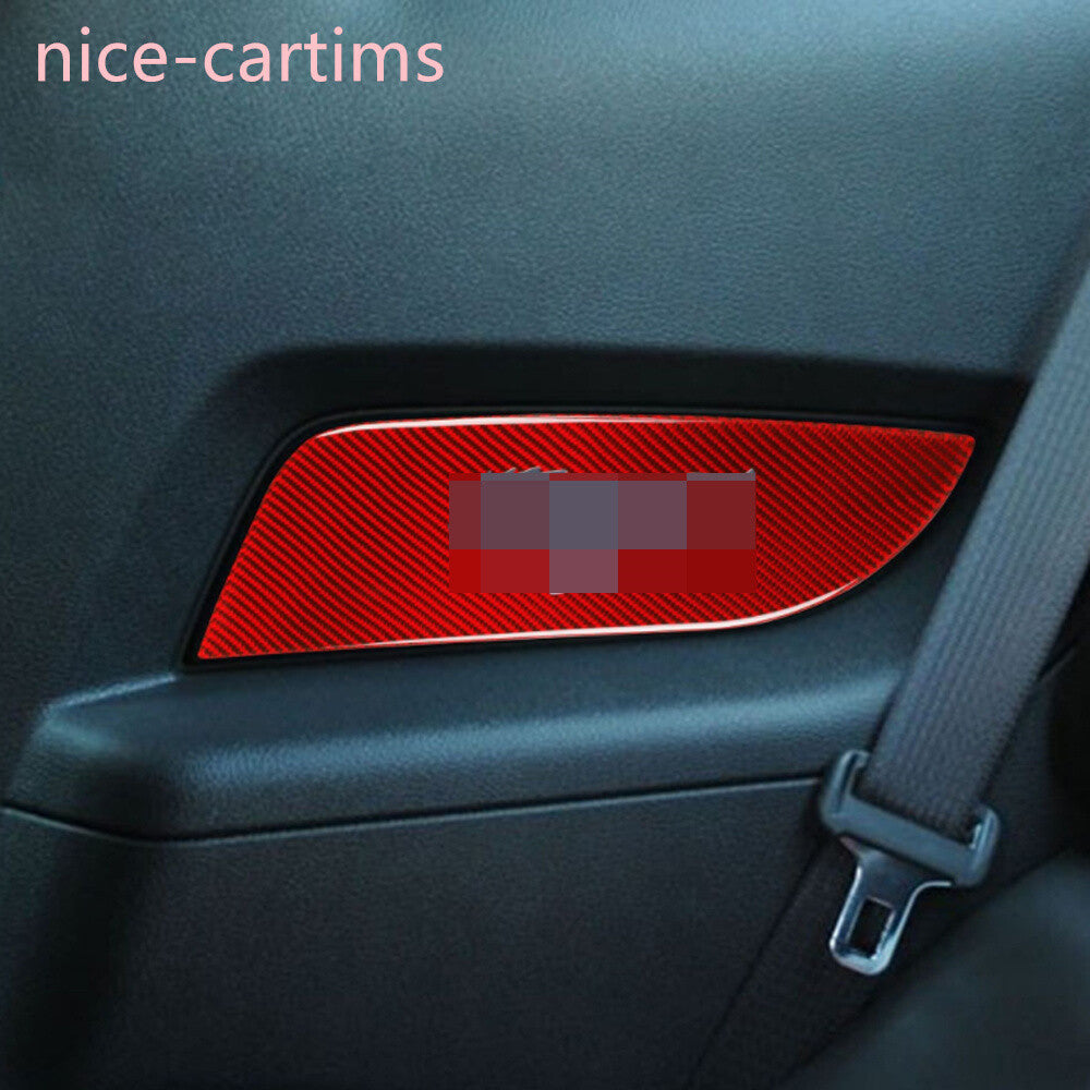 Red Carbon Fiber Interior Rear Door Panel Decor Cover for Ford for Mustang 2009-2013