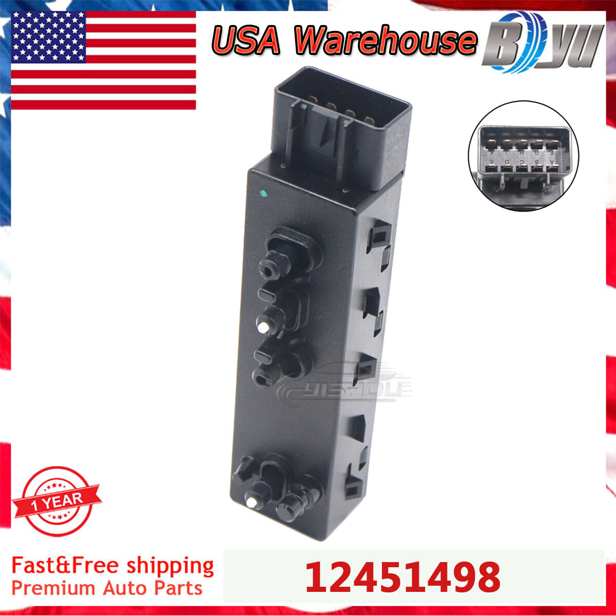 12451498 Front Right Passenger Side 8 Way Power for Seat Switch for Chevrolet for GMC US