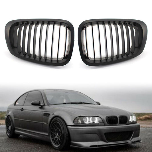 2x Front Kidney Bumper Grille Fit for BMW 3-Series E46 Coupe 1999-2003 Pre-facelift
