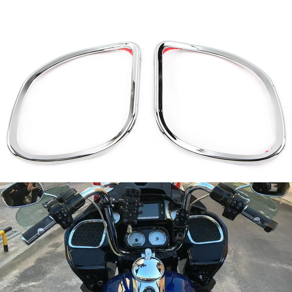 Chrome Front Speaker Trim for Harley Davidson Road Glide Custom FLTRX FLTR 15-18