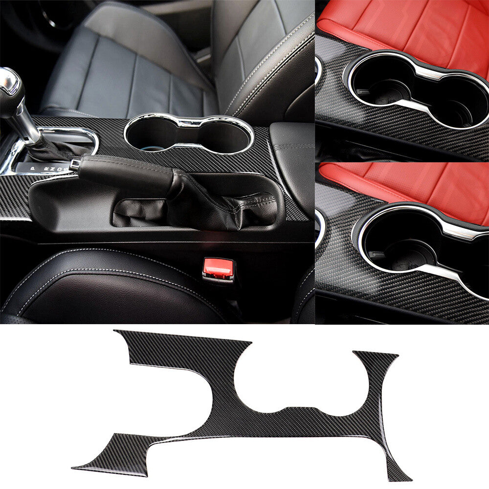 11¡ÁCarbon Fiber Interior Gear Shift Cup Holder Set Trim for Ford for Mustang 2015-23