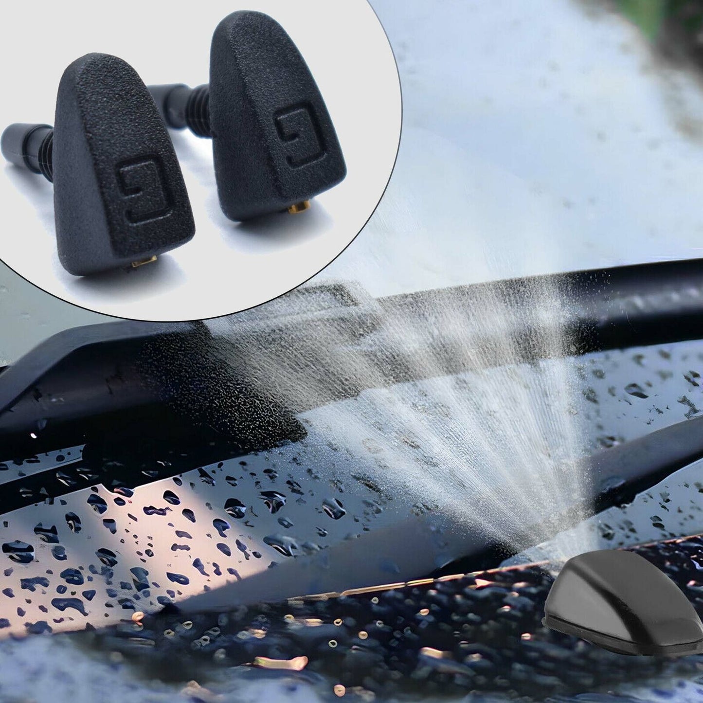 2pcs Universal Car Replacement Front Windshield Washer Wiper Nozzle Spray Jets