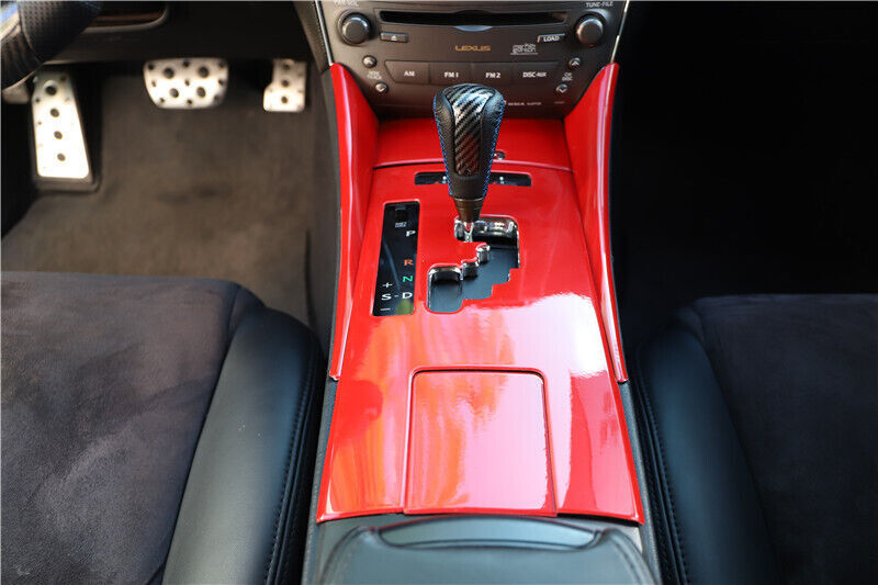 Middle Console Gear Shift Panel Trim Inner Fit for Lexus IS 2006-2011 Bright Red