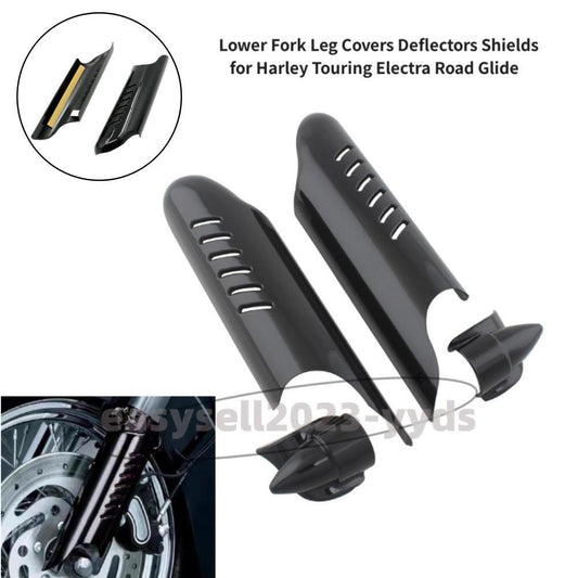 Fork Lower Leg Deflectors Shield Cover Black for Harley Touring FLHT 2000-2013