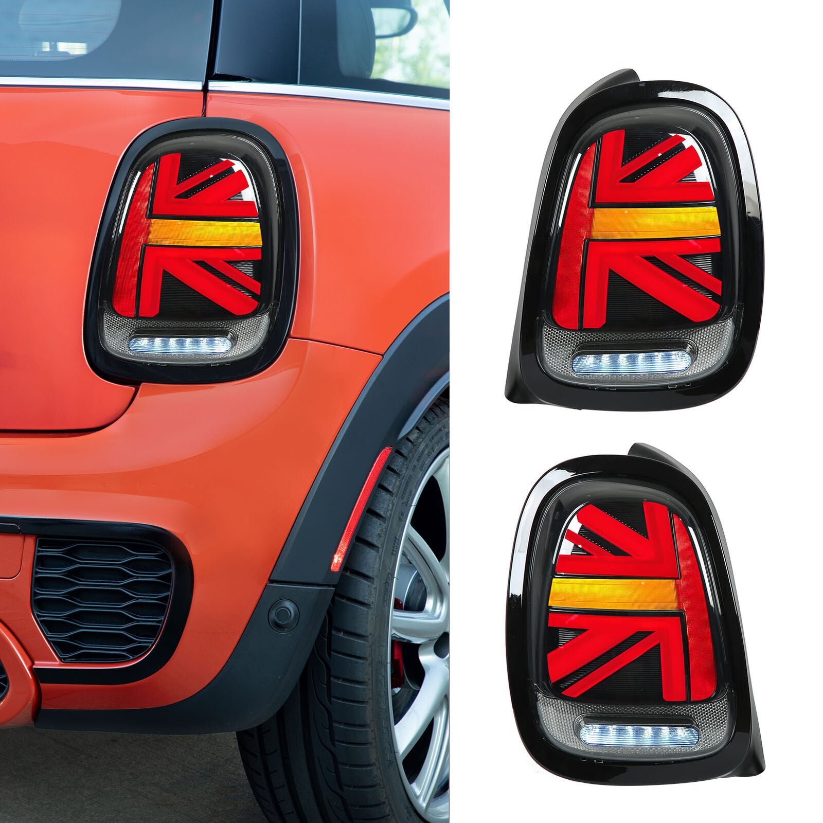 Two-pack of smoked LED taillights suitable for BMW for MINI Cooper F55 F56 F57 (2014-2019)