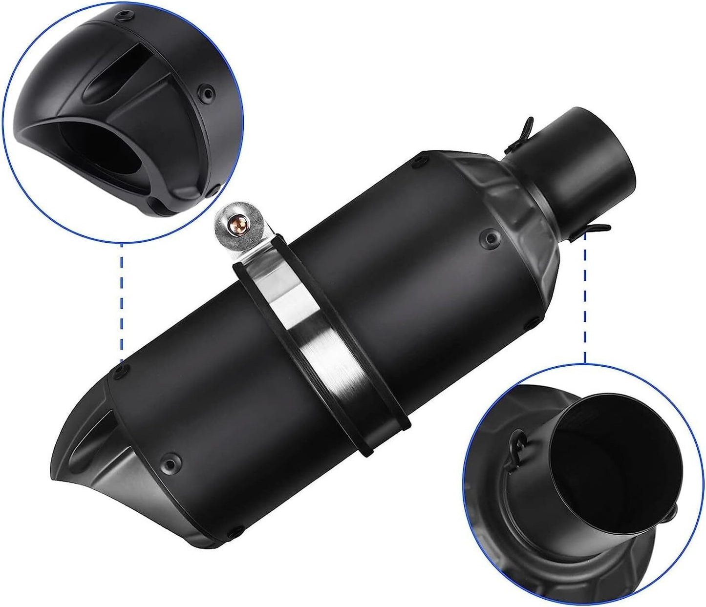 (Black)Universal 1.5-2 Motorcycle Short Exhaust Muffler fits most motorcycles