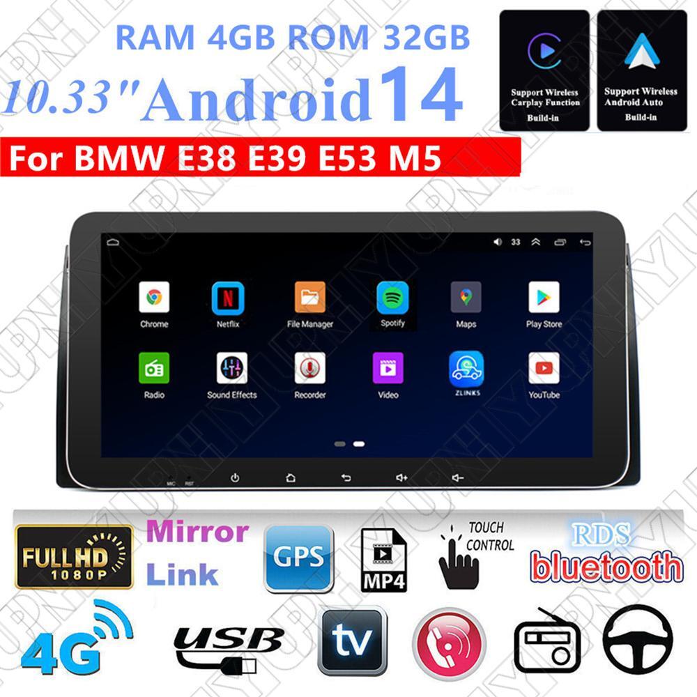 10.33 For 96-03 for BMW 5 Series E39 Carplay 4+32G Stereo Radio GPS Nav Wifi Player