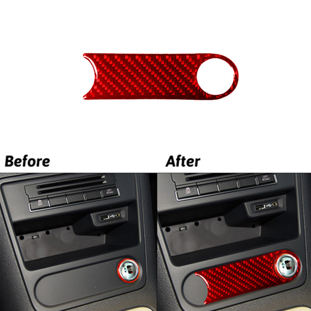 Red Carbon Fiber Start Button Trim Panel for Volkswagen for Tiguan 2013-2017