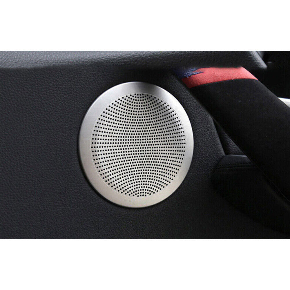 Inner Door Speaker Ring Cover Trim 4P for BMW 3 4 Series 2014-2018 Silver Steel