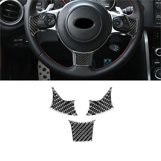 3Pcs Carbon Fiber Steering Wheel Cover Trim for Toyota 86 for Subaru BRZ 2016-2020