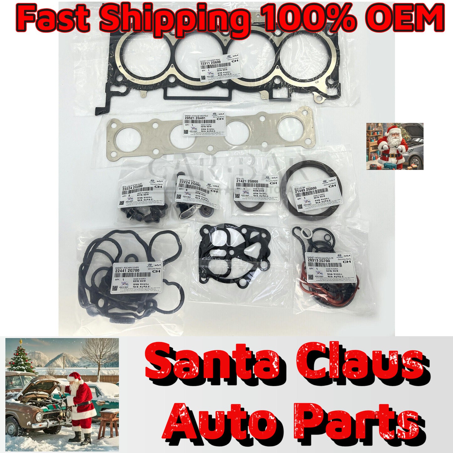GASKET KITENGINE OVERHAUL Fit for Santa Fe Sonata Optima Sportage 2.0L Turbo