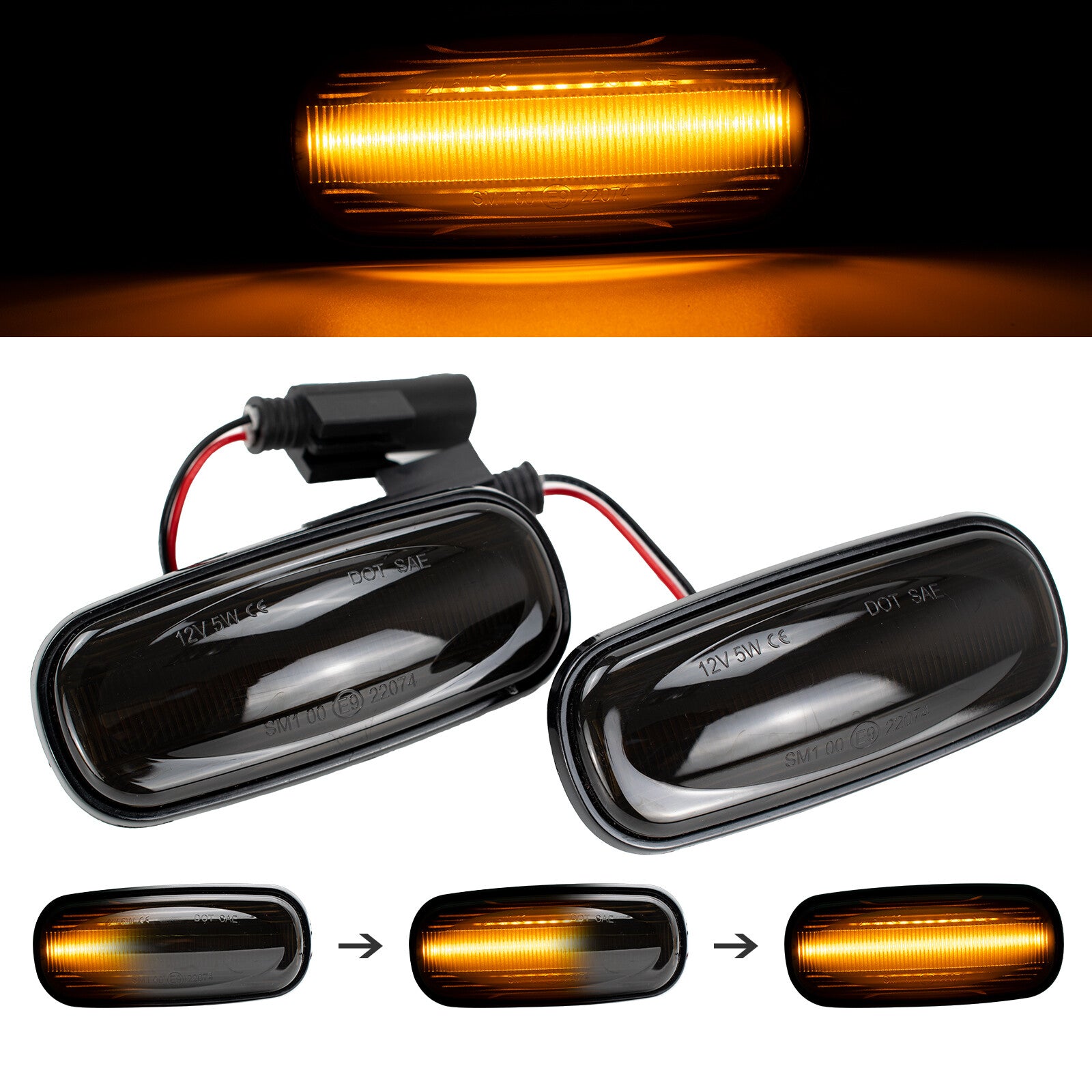 Smoked LED Side Indicator Light for Land Rover Discovery 2 Freelander 1 for Defender