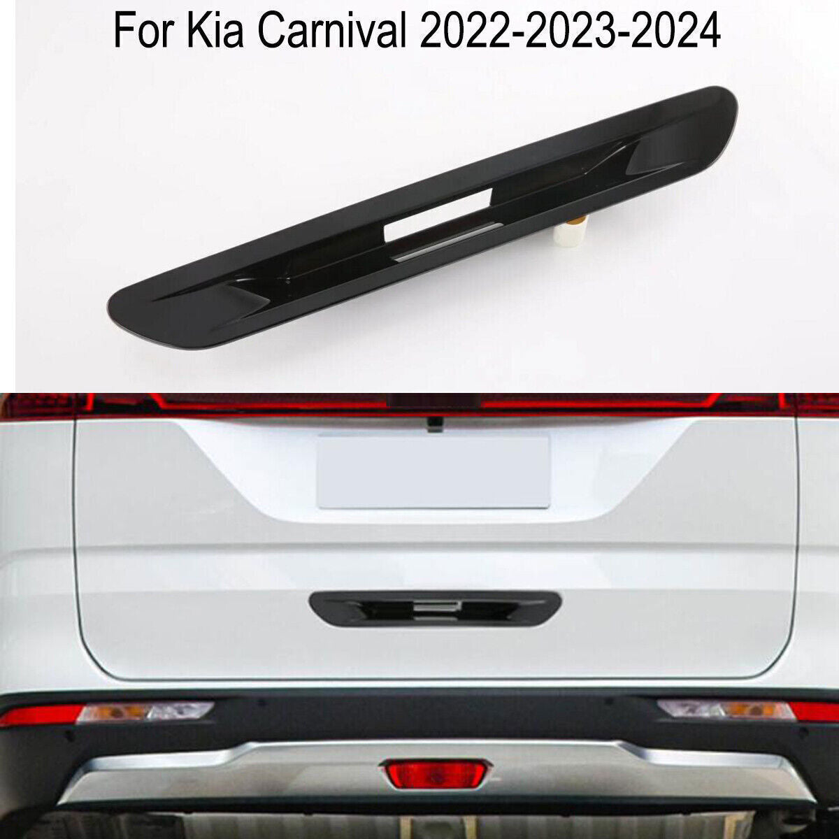 Glossy Black Look Rear Door Trunk Lid Handle Cover Trim for Kia Carnival 2022-24