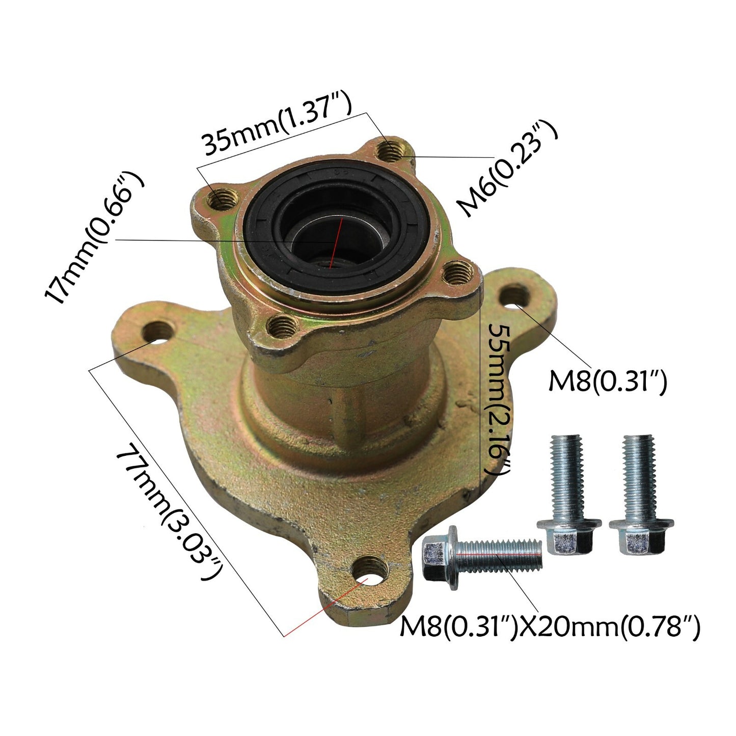 Front wheel hub bearing + steering joint suitable for 110cc, 125cc, and 150cc engines. (Taodao Kazuma)