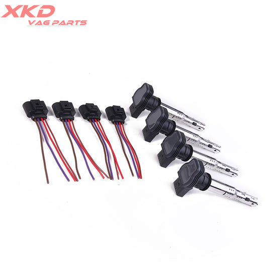 4X Ignition Coil + Plug Kit for VW CC for Golf for Jetta Eos for Passat for Tiguan for AUDI for A4 for A6