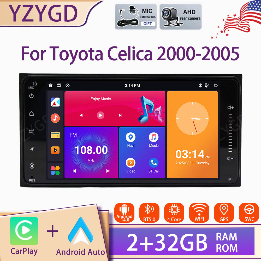 Android 14 Carplay Car Radio for Toyota Celica 2000-2005 Stereo Head Unit GPS BT