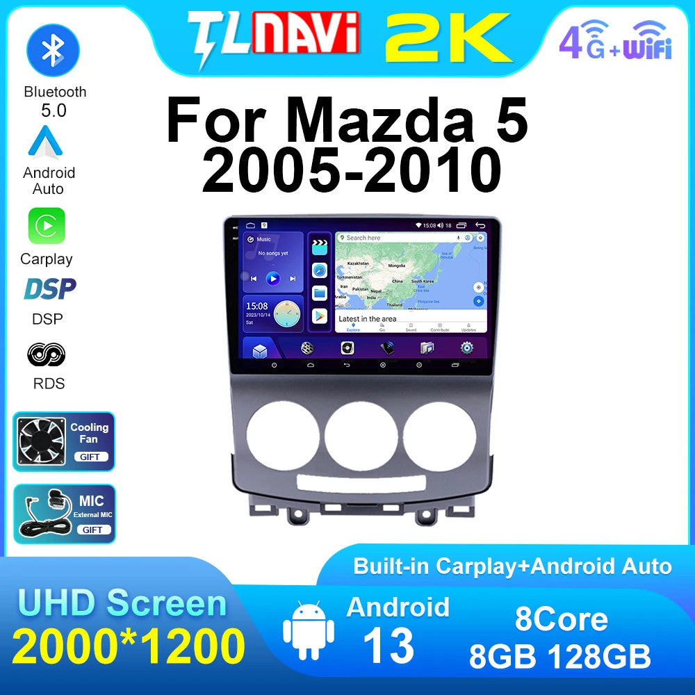 Android CarPlay Car Radio for Mazda 5 2005-2010 GPS Multimedia Player Screen 4G