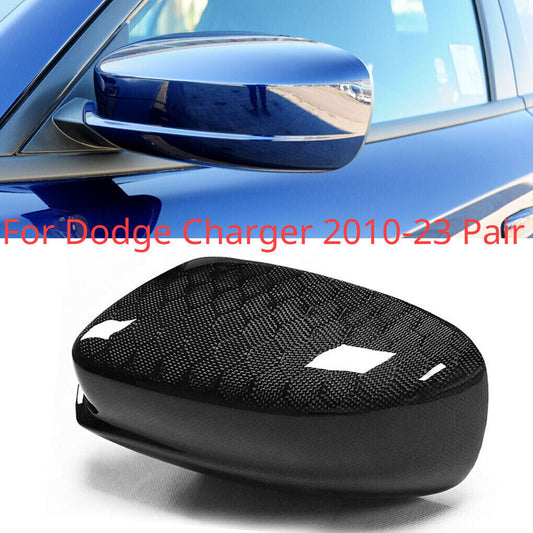 Fit for Dodge 2010-2023 Pair Honeycomb Real Carbon Fiber Side Mirror Cover Cap