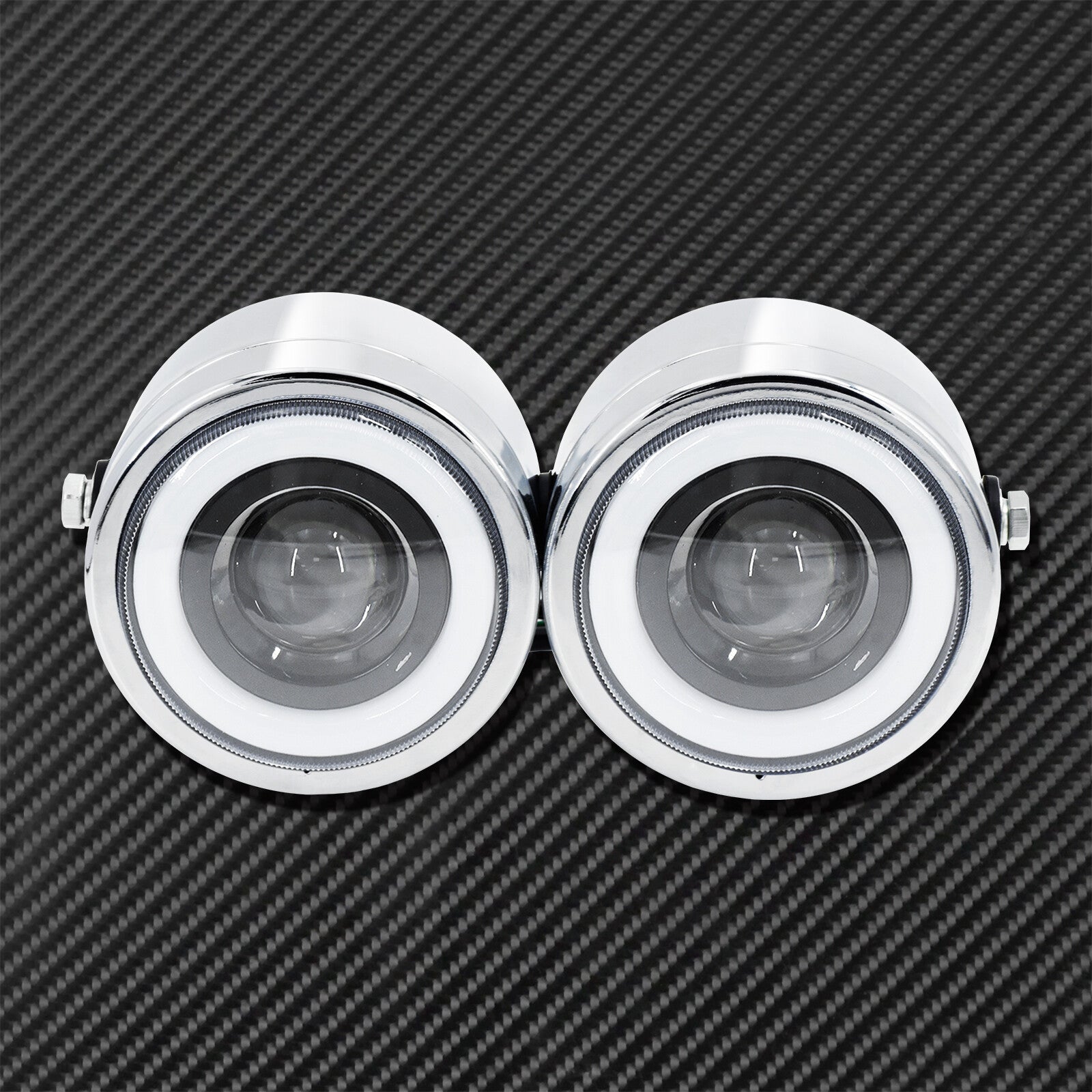 Universal Twin Headlight Double Dual Lamp Chrome Fit for Harley XL883 Bobber