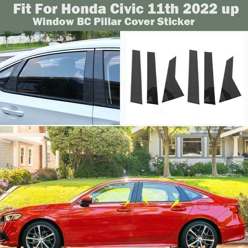 PC Carbon Fiber Look Window BC-Pillar Post Panel Trims for Honda for Civic 2022-2023