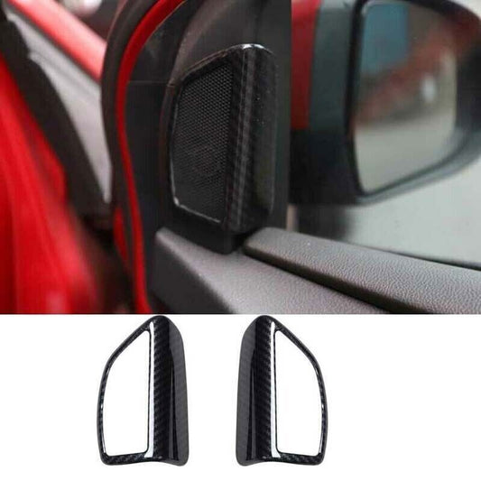 for Ford Focus 2012-18 Carbon Fiber A Pillar Post Speaker Frame Cover Trim 2PCS