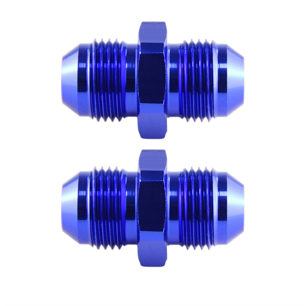 2PCS 8AN to 8AN Male Male Thread Coupler Union Straight Hose Adapter Blue