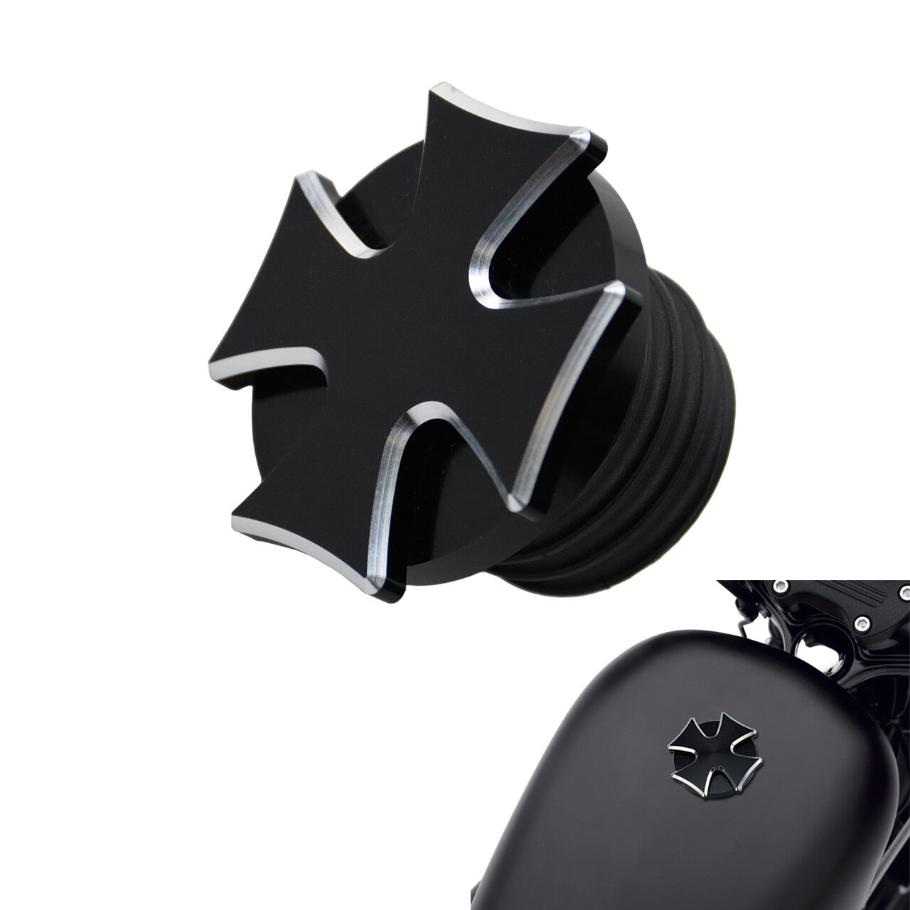 CNC Cross Vented Gas Cap Fuel Tank Right Thread Fit for Harley Road King Softail