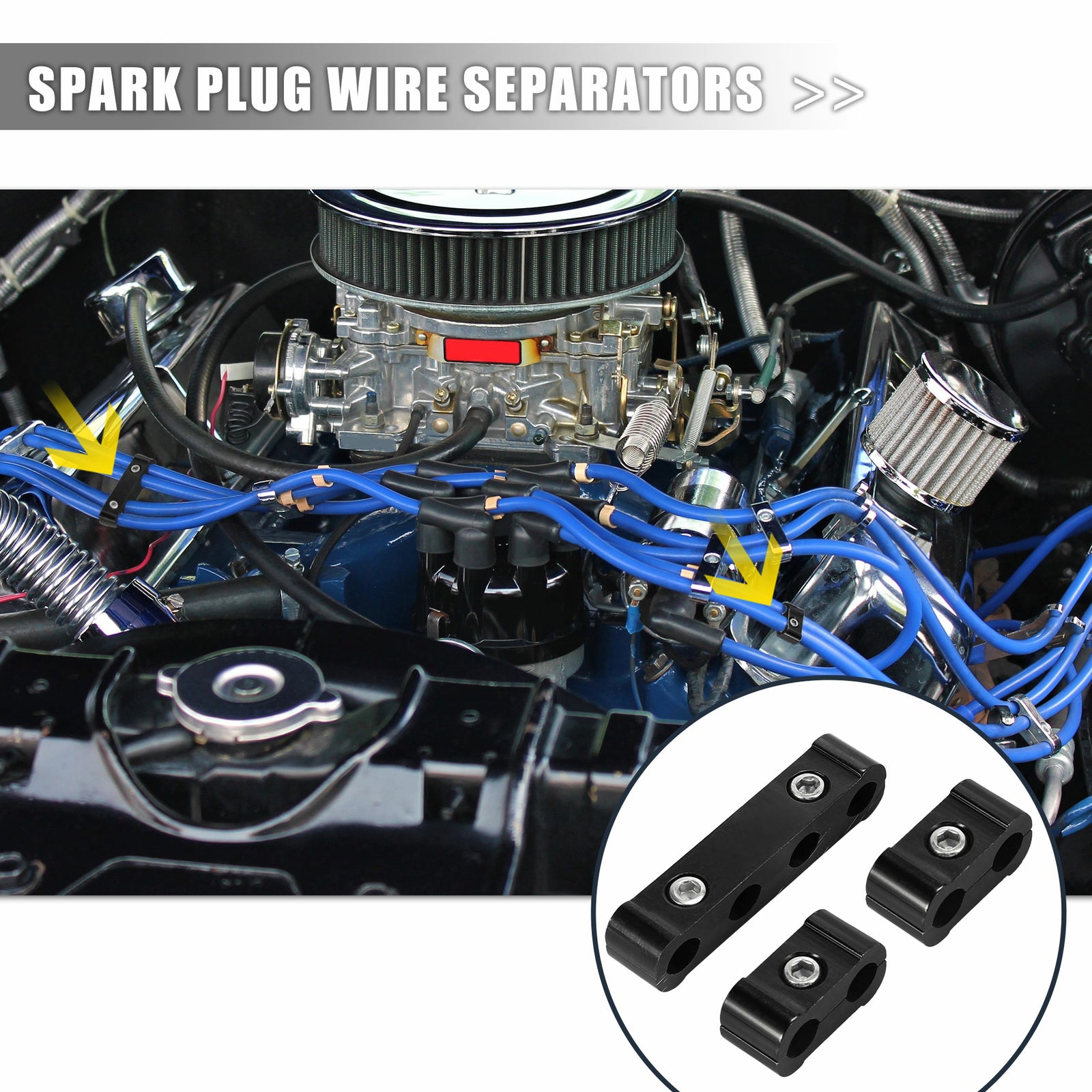 Wire separator, spark plug wire divider, aluminum black, suitable for 8/9/10 mm