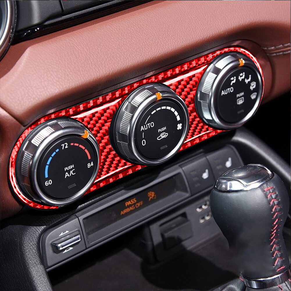 for Mazda MX-5 16-20 Carbon Fiber Interior AC Switch Button Panel Cover Trim Red