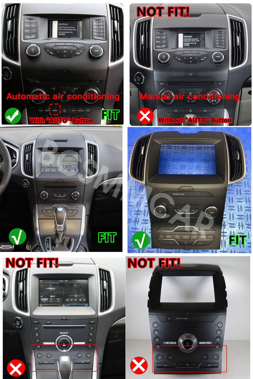 For Apple Carplay Car Stereo Radio Android13 GPS BT Fit for Ford Edge 2015-2022