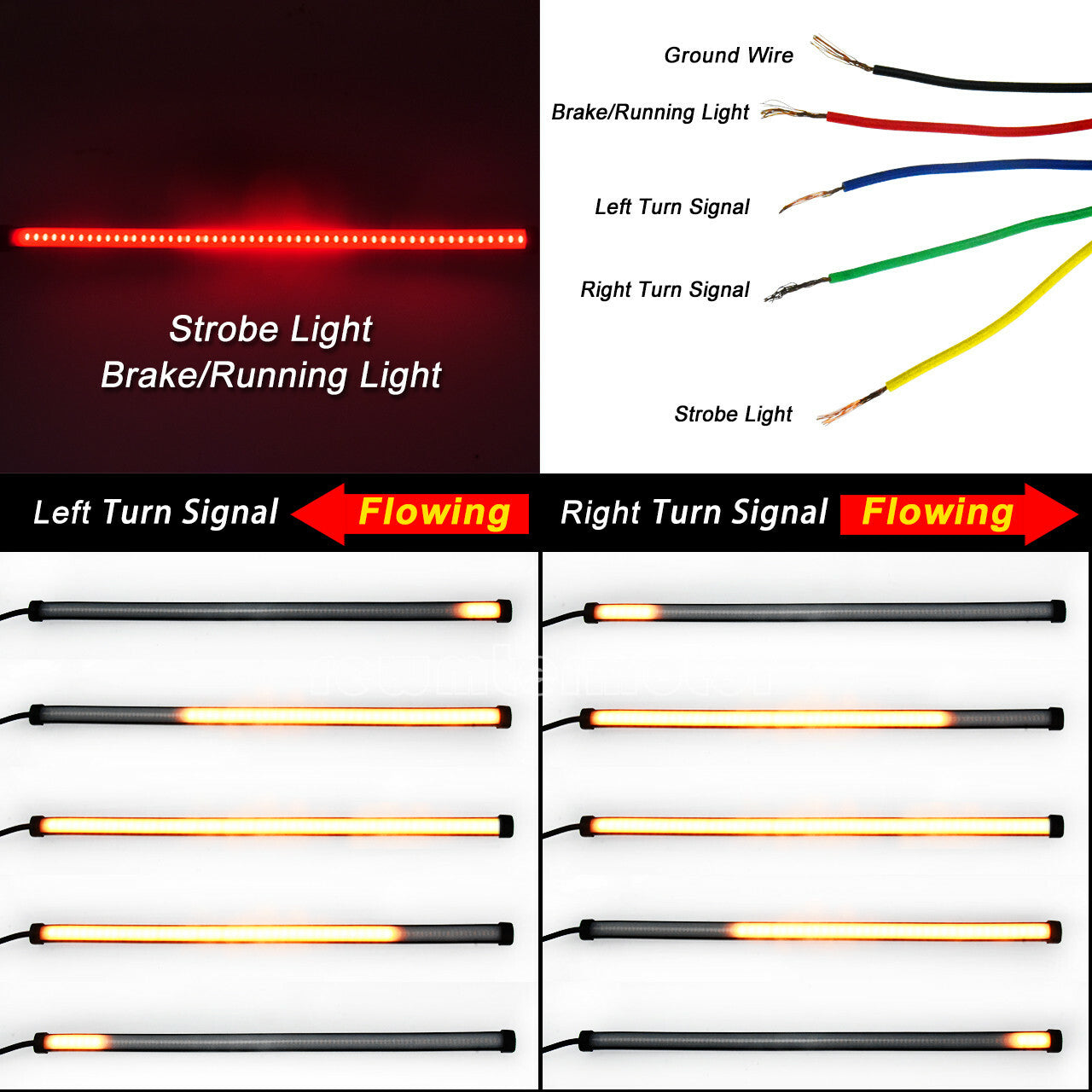 Rear Flexible Flowing Turn Signal Brake Tail LED Amber Red Light Fit for BMW