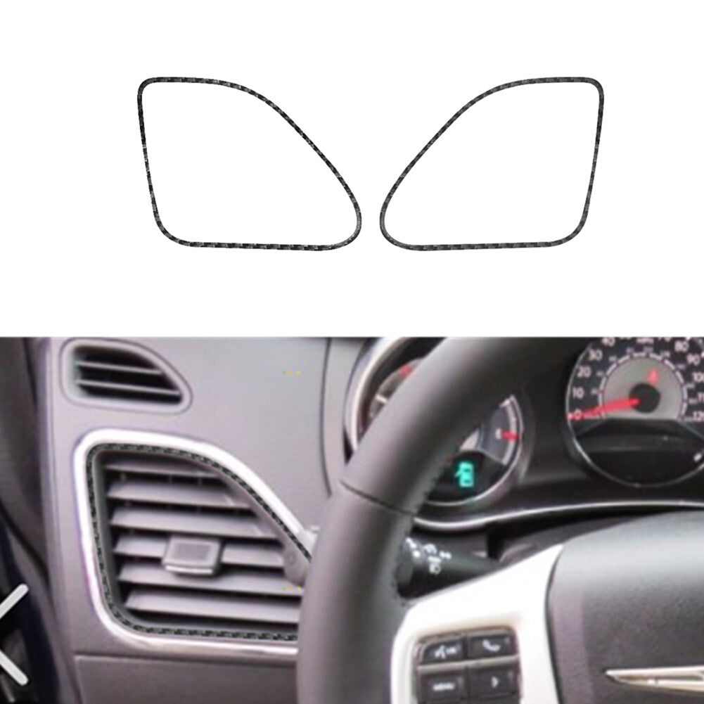 2Pcs Carbon Fiber Air Vent Outlet Frame Cover Trim for Chrysler 200 2011-2014