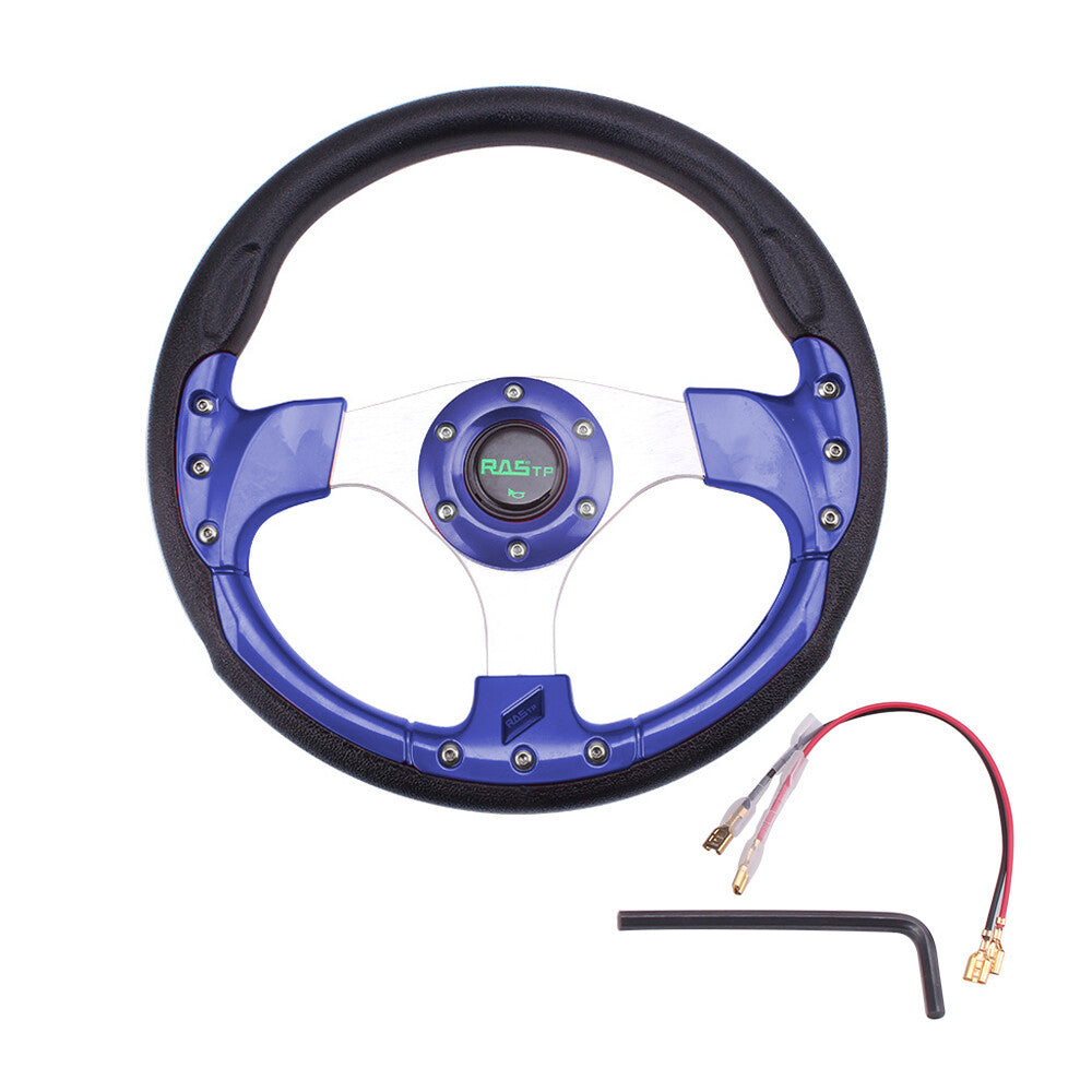 New 320mm Universal Sport Racing 6-Bolt Steering Wheel Blue Aluminum