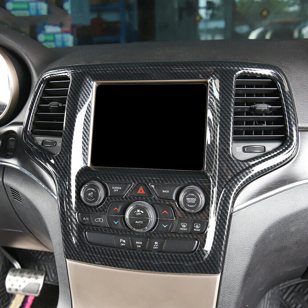 for Jeep Grand Cherokee 14-20 Carbon Fiber Central Console Navigation Frame Trim