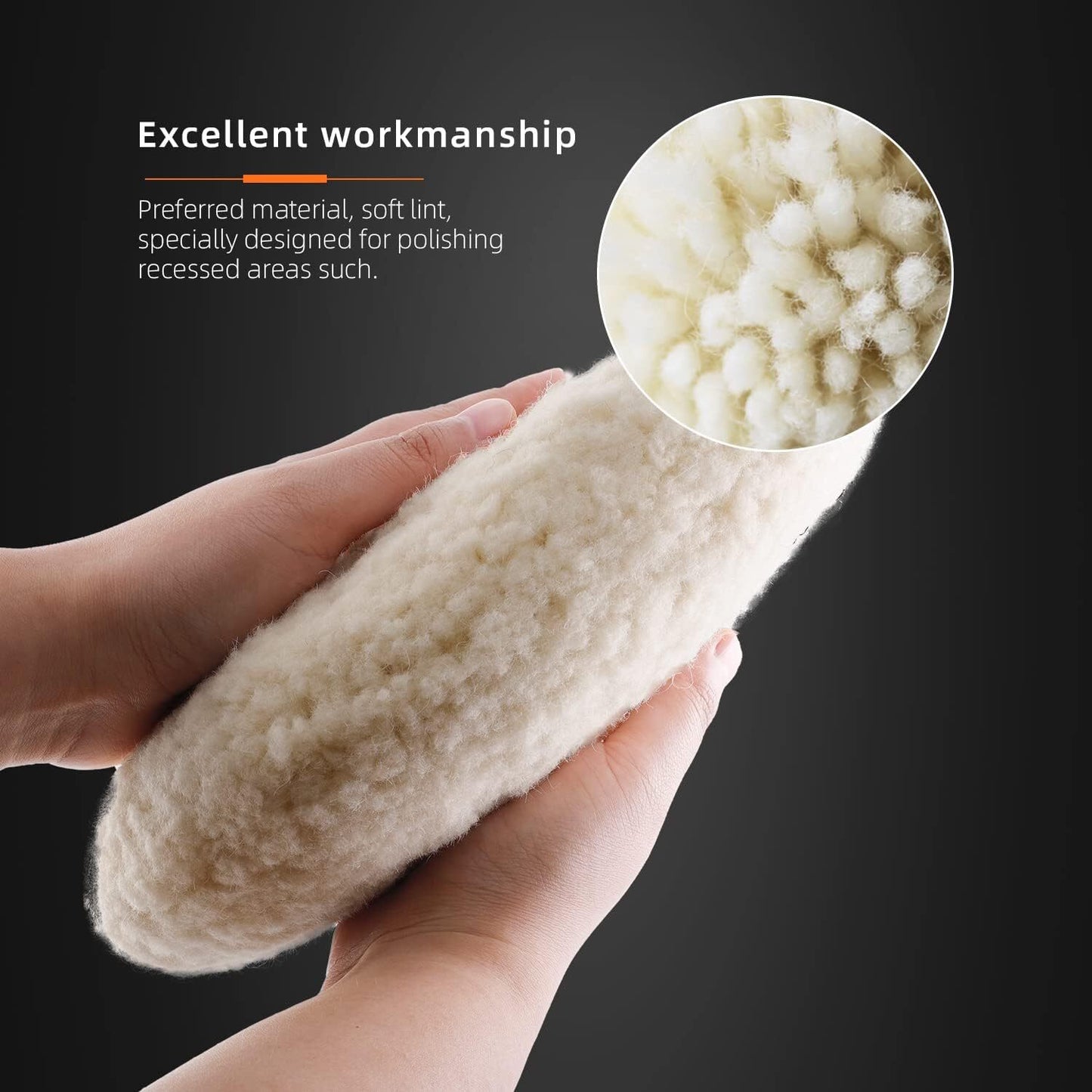 5-inch wool polishing pad, double-sided 5/8-11 thread double-cut polishing pad
