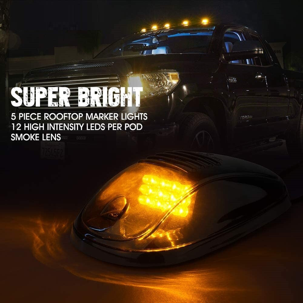 5 Amber LED Cab Roof Marker Light Top Running For 1999-2022 for Chevy 1500 2500 3500
