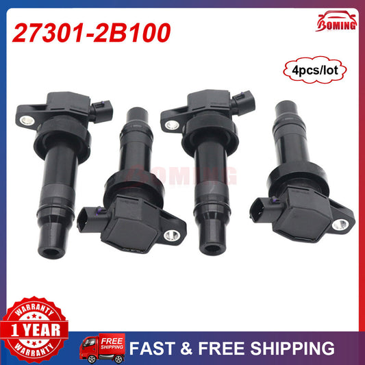 4Pcs Black New Ignition Coil for Hyundai Accent for Veloster for Kia Rio Soul 1.6L