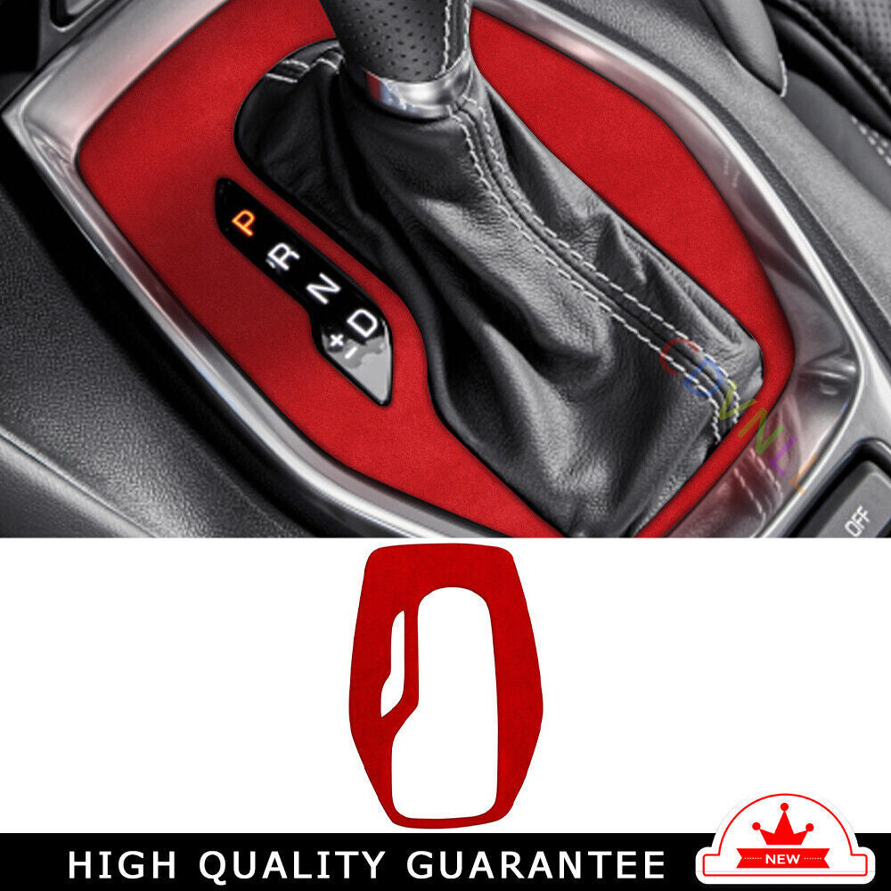 Console Gear Shift Frame Cover Trim 1 for Chevrolet Camaro 2016-2020 Red Suede