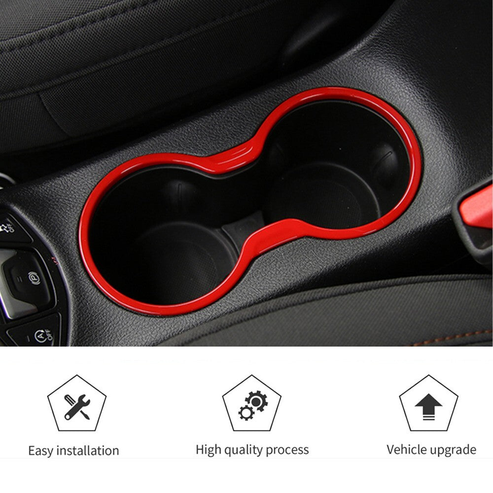 Red ABS Front Water Cup Holder Frame Cover Trim Decor for Jeep Compass 2017-2020