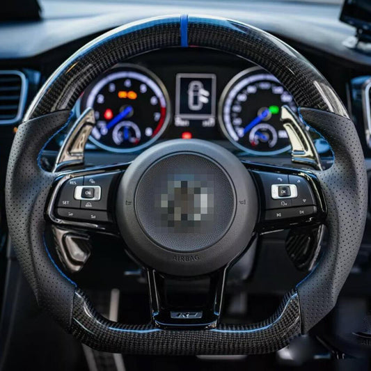 Genuine carbon fiber steering wheel suitable for Volkswagen MK7, MK7.5, for Golf GTI, for Jetta , and Polo. (13-20-)