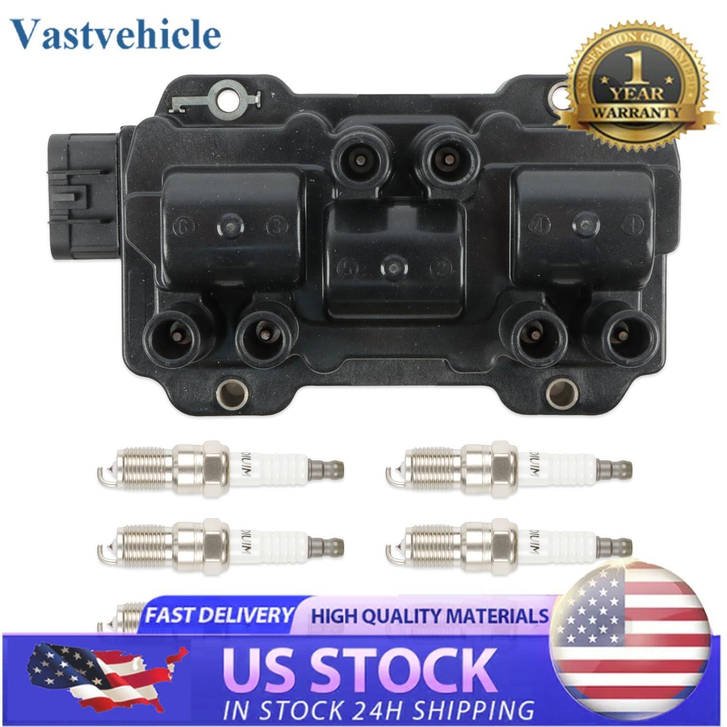 Set Of Ignition Coil +Spark Plug for Chevrolet for GMC for Pontiac for Saturn UF434 4511