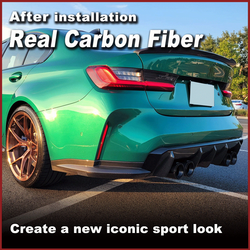 for BMW 3Series G80 M3 REAL Carbon Fiber Rear Bumer Splitter Diffuser Side Flaps