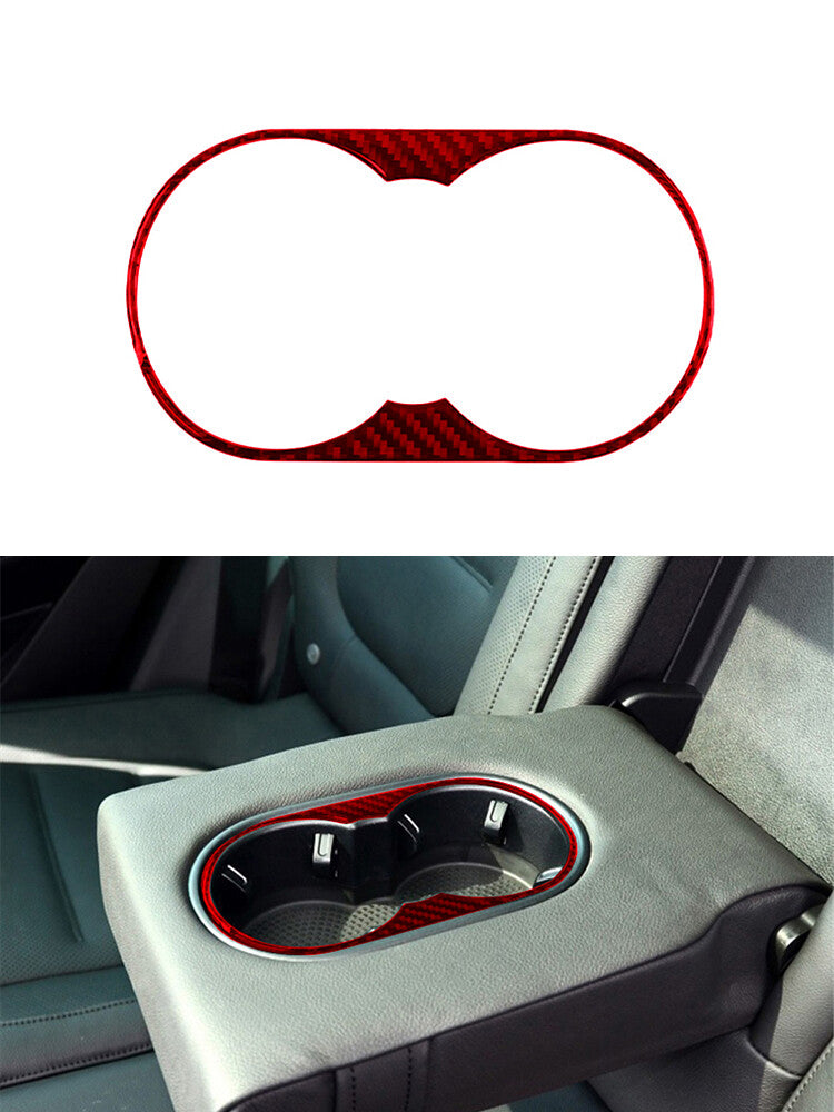 Red Rear for Seat Water Cup Holder Trim Cover Carbon Fiber for VW Touareg 2011-2018
