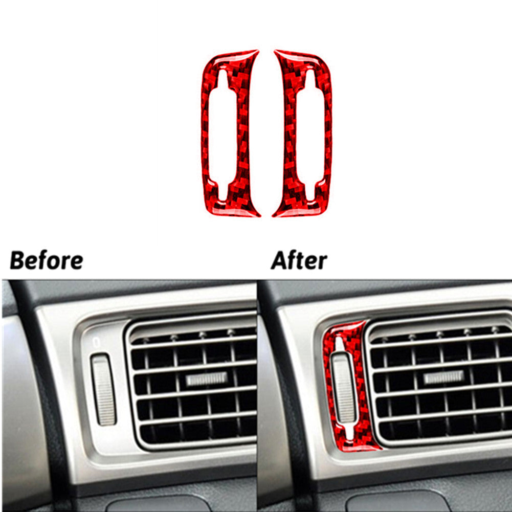 2Pcs Red Carbon Fiber Vent Outlet Cover Trim for Subaru Forester 2009-2013