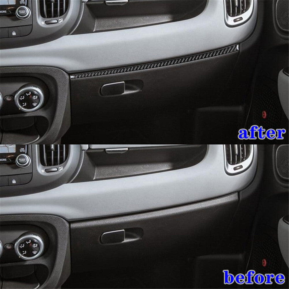 Carbon Fiber Interior Decor Glove Box Cover Trim Strip for Fiat 500L 2014-2017