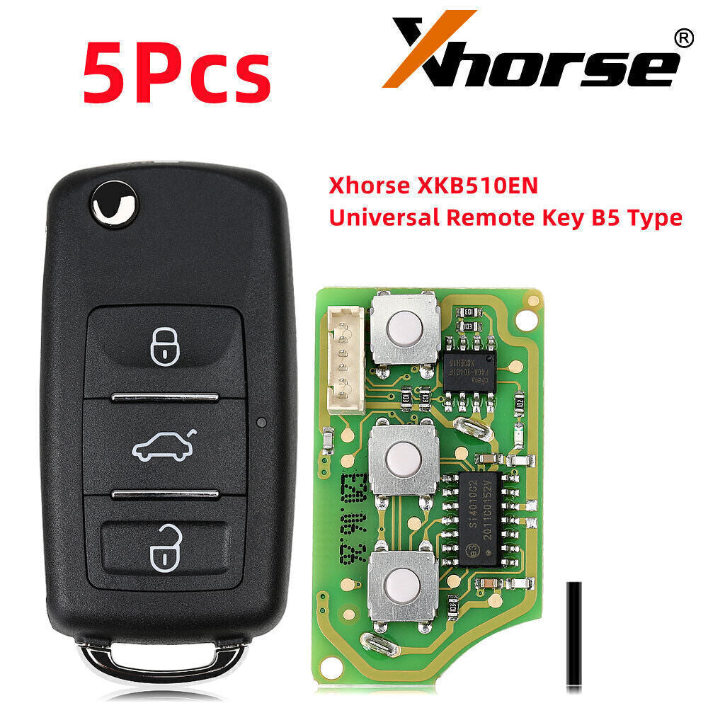 5x XKB510EN Universal Wire Remote Key For V.W B5 Type Flip 3 Buttons