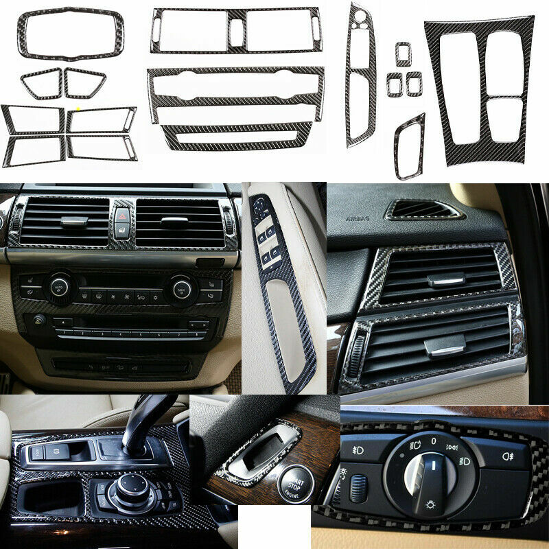16-Piece Carbon Fiber Interior Trim Covers for BMW X5, E70, X6, E71 (2008-13)